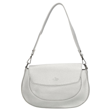 Schultertasche 28x17cm in Silber mit Reißverschluss und Überschlag