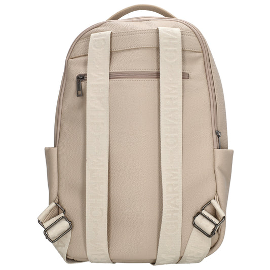 Rucksack 28x41cm in Beige mit Reißverschluss und Vortasche