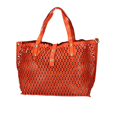 Ledershopper "Malibù“ in Orange mit Lochmuster