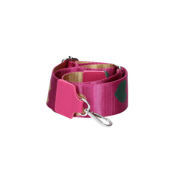 Taschenriemen|Wechselriemen in Pink Herzen mit Karabiner Silber