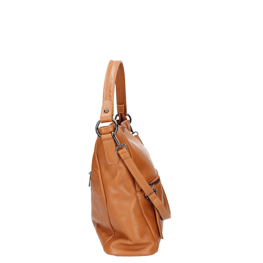 SALE Beuteltasche in Cognac aus Leder