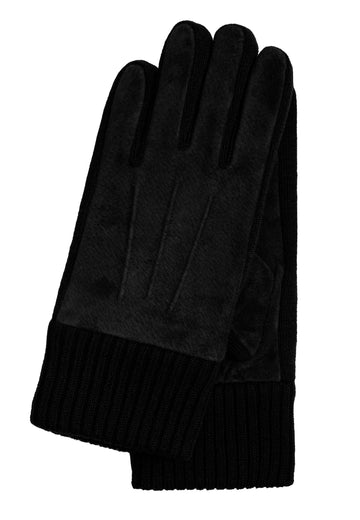 Lederhandschuhe Herren in Schwarz mit Stickbund