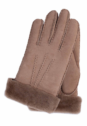 Lederhandschuhe Damen in Nougat|Beige aus Merino Lammfell