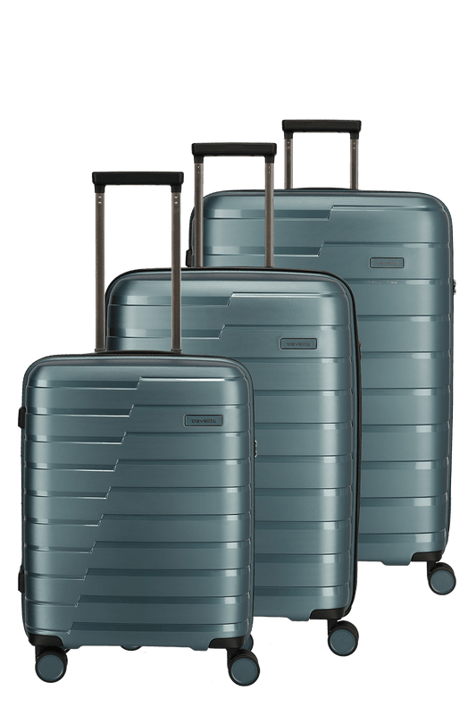 Air Base Trolley Set 3-teilig in Eisblau mit 4-Rad aus Polypropylen