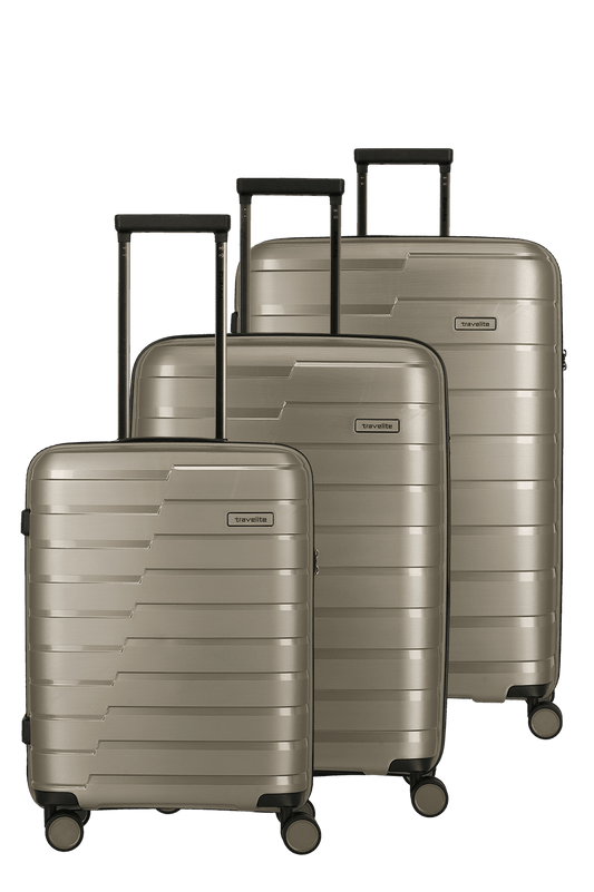 Air Base Trolley Set 3-teilig in Champagner mit 4-Rad aus Polypropylen