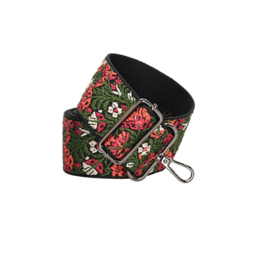 Taschenriemen | Wechselriemen mit Blumenmuster aus Baumwolle mit Karabiner